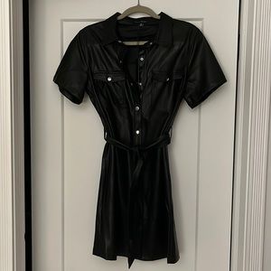 Love Tree black pleather button up dress with belt